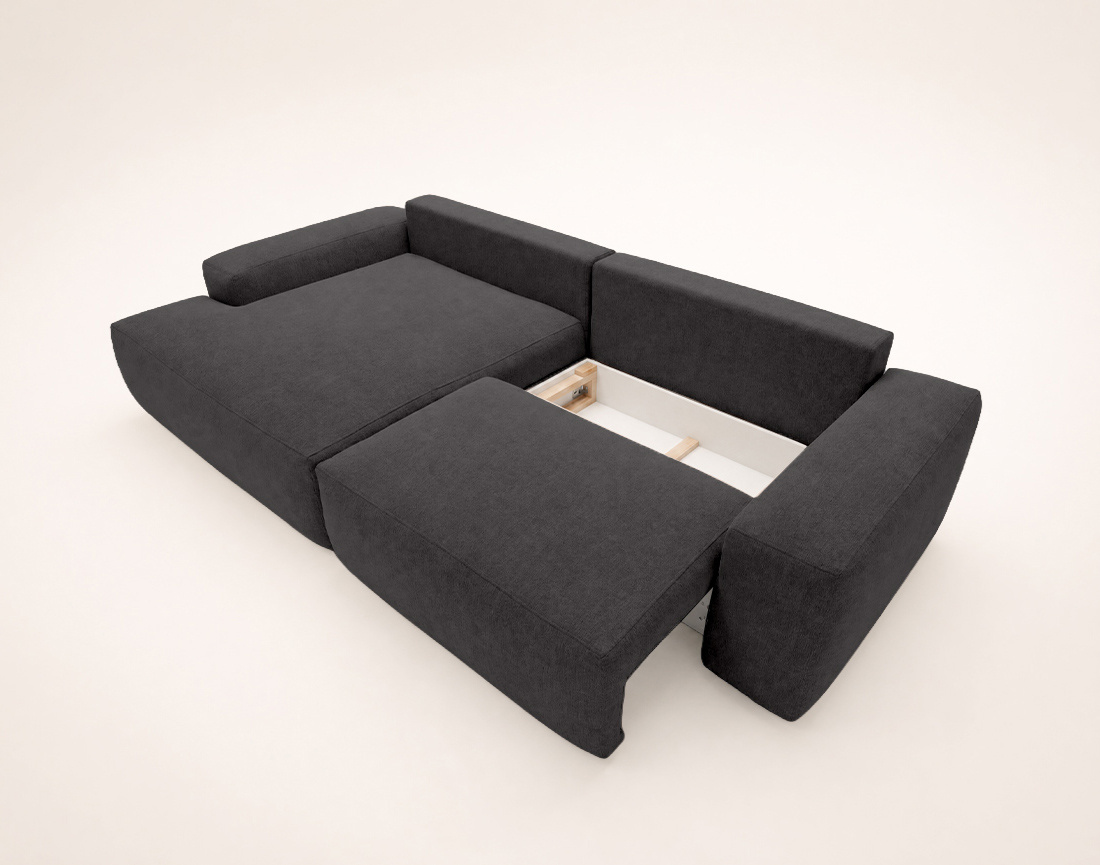 Canapé Tama d'angle gauche 4 places convertible coffre tissu | Best Mobilier