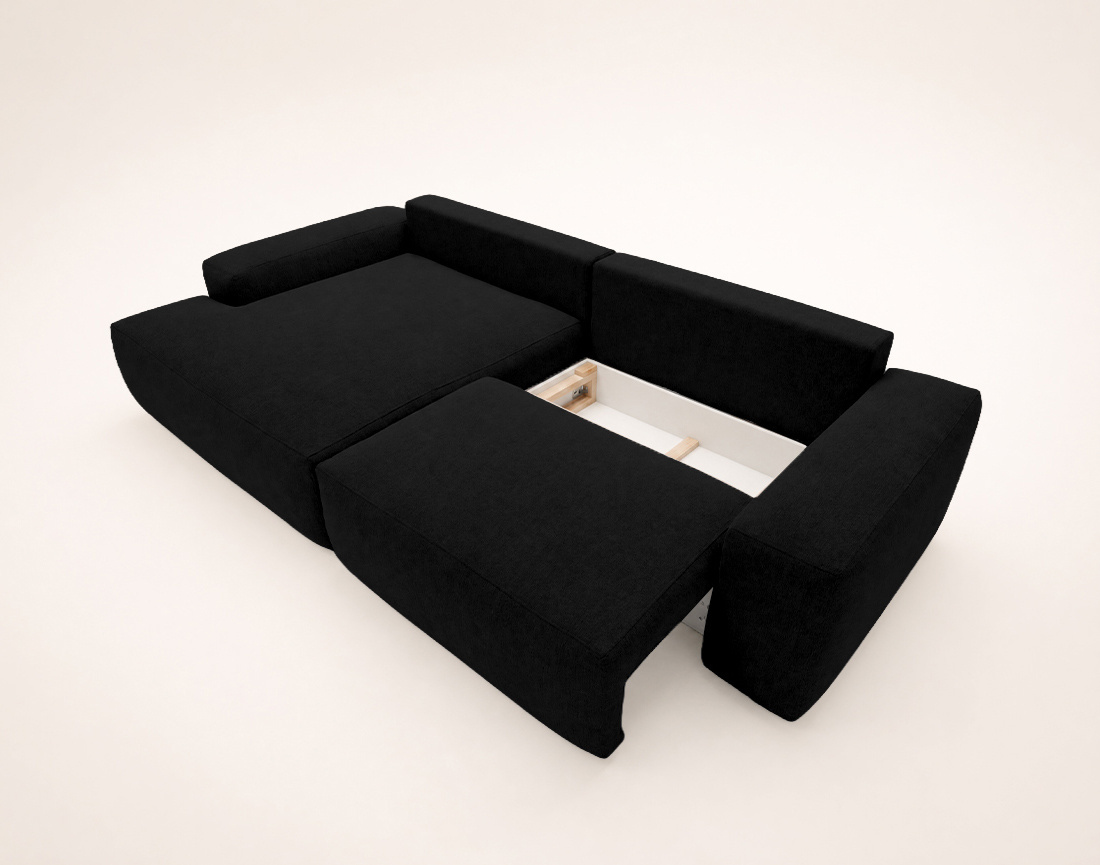 Canapé Tama d'angle gauche 4 places convertible coffre tissu | Best Mobilier