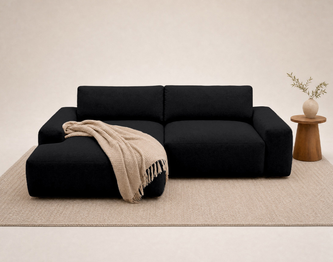 Canapé Tama d'angle gauche 4 places convertible coffre tissu | Best Mobilier
