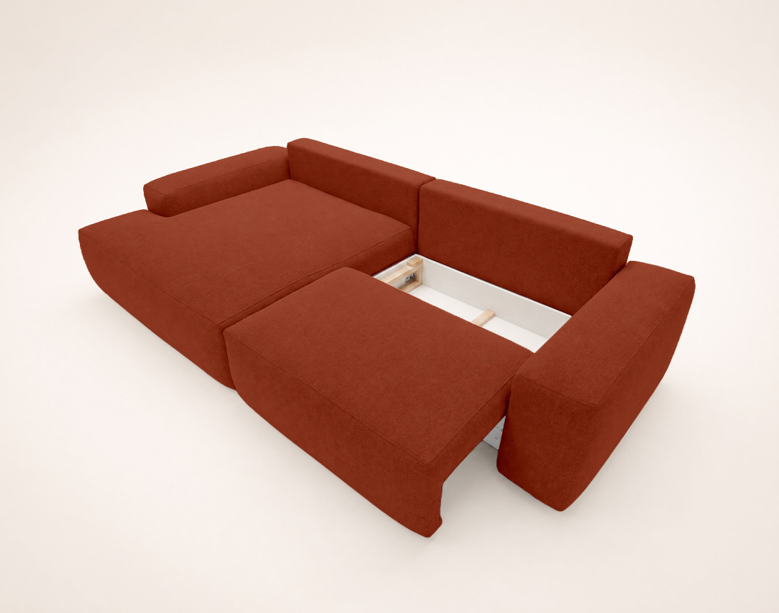 Canapé Tama d'angle gauche 4 places convertible coffre tissu | Best Mobilier