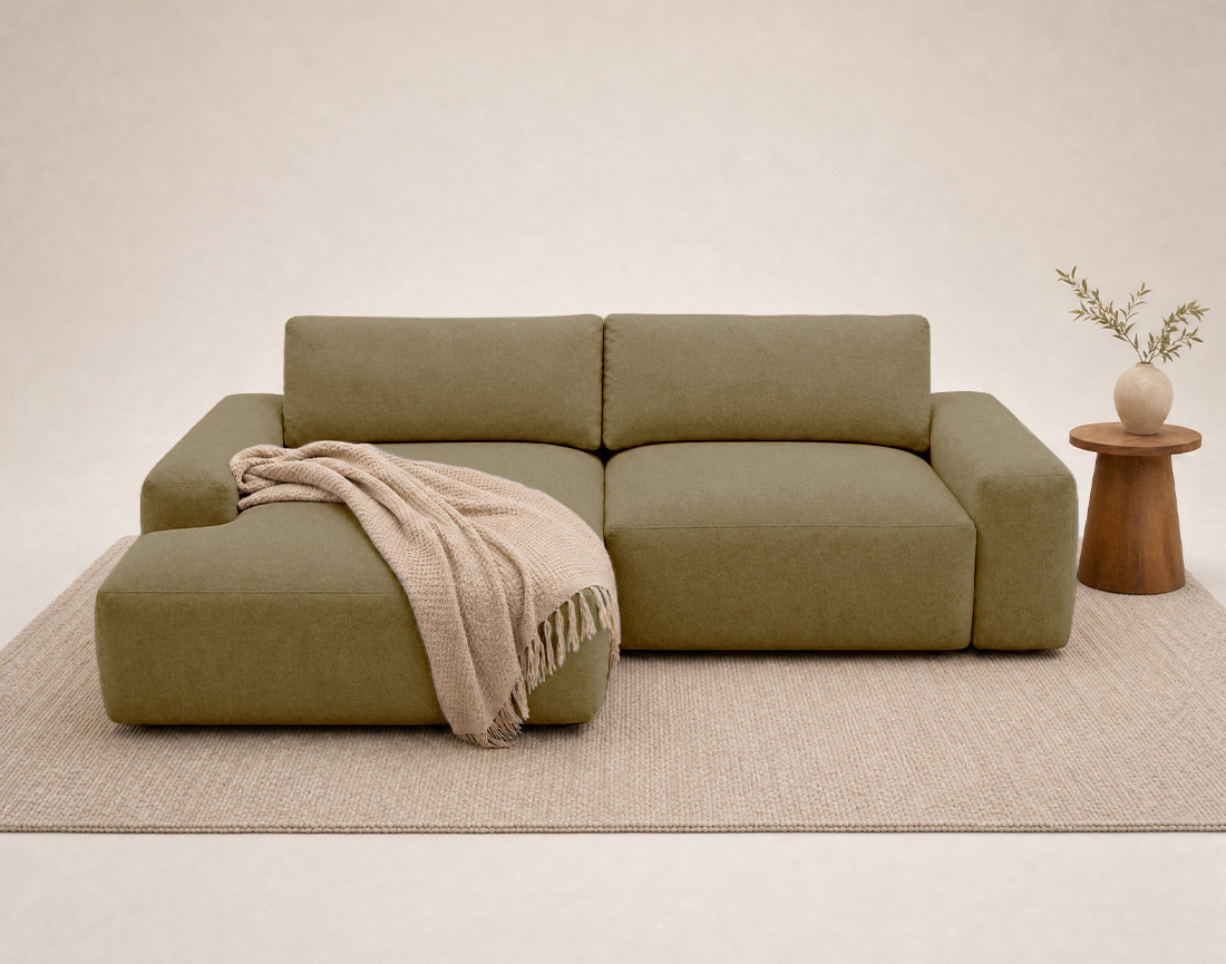 Canapé Tama d'angle gauche 4 places convertible coffre tissu | Best Mobilier