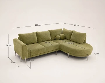 Canapé GABIN d'angle droit 5 places en velours texturé | Best Mobilier