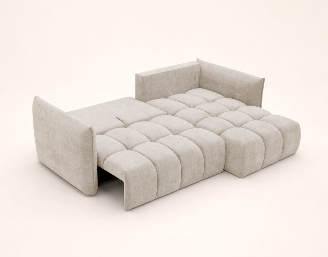 Canapé d'angle AMBROISE droit 4 places convertible coffre velours texturé | Best Mobilier