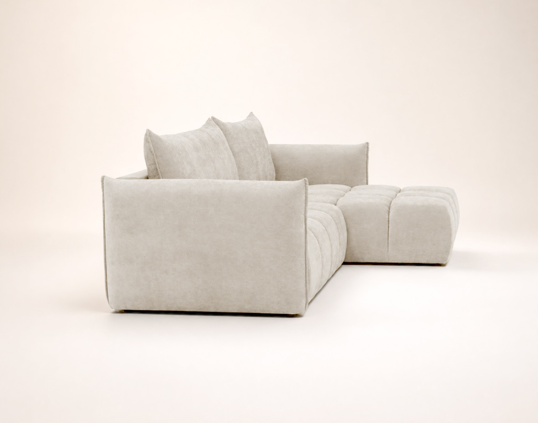 Canapé d'angle AMBROISE droit 4 places convertible coffre velours texturé | Best Mobilier