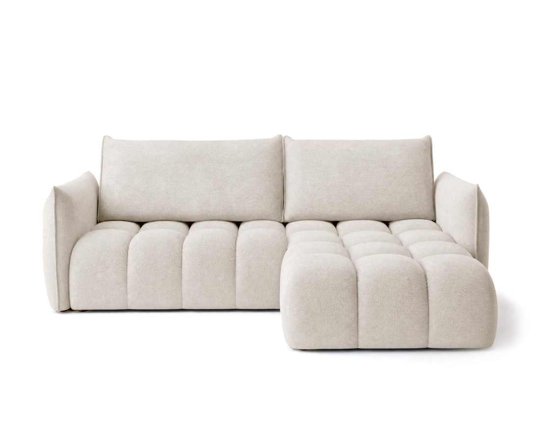 Canapé d'angle AMBROISE droit 4 places convertible coffre velours texturé | Best Mobilier