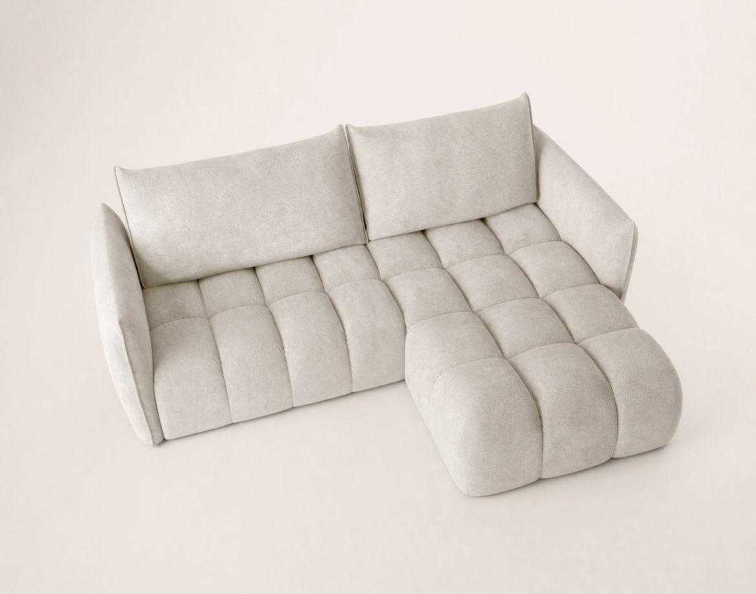Canapé d'angle AMBROISE droit 4 places convertible coffre velours texturé | Best Mobilier
