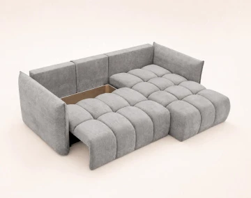 Canapé d'angle AMBROISE droit 4 places convertible coffre velours texturé | Best Mobilier