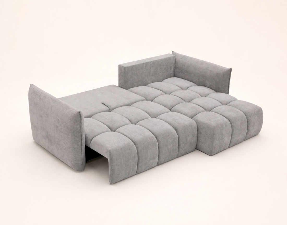 Canapé d'angle AMBROISE droit 4 places convertible coffre velours texturé | Best Mobilier