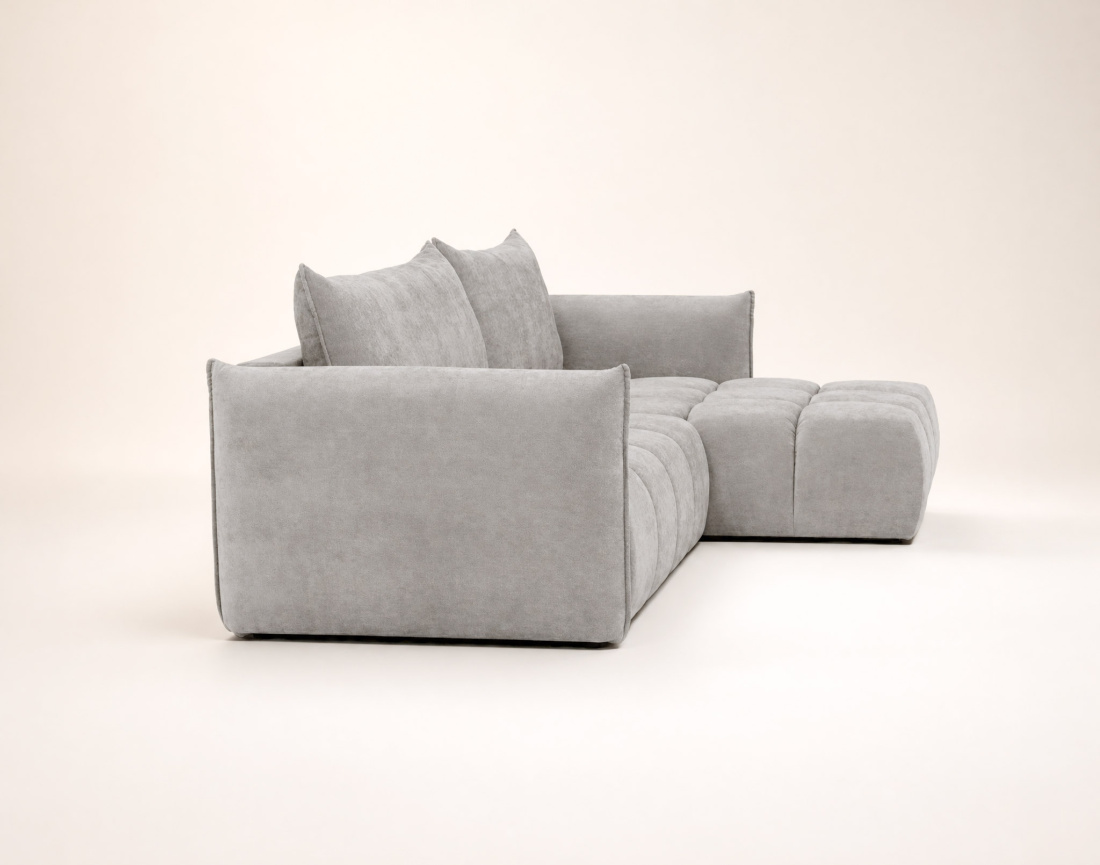 Canapé d'angle AMBROISE droit 4 places convertible coffre velours texturé | Best Mobilier