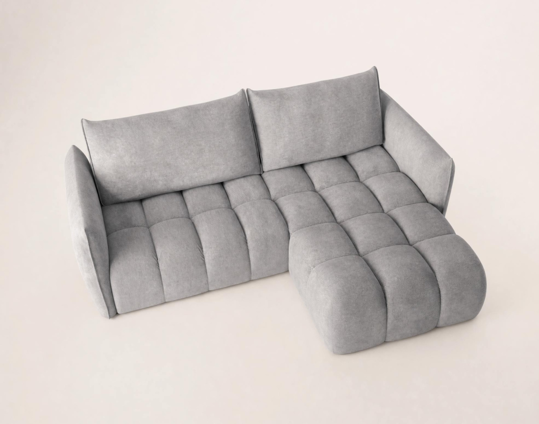 Canapé d'angle AMBROISE droit 4 places convertible coffre velours texturé | Best Mobilier
