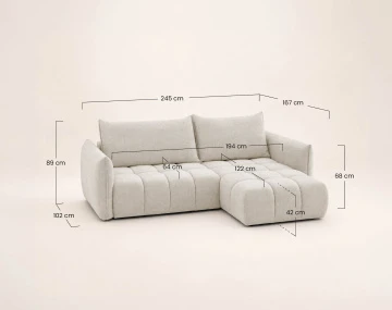 Canapé d'angle AMBROISE droit 4 places convertible coffre velours texturé | Best Mobilier