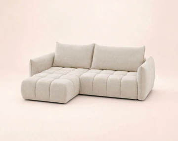 Canapé d'angle AMBROISE gauche 4 places convertible coffre velours texturé | Best Mobilier