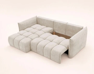 Canapé d'angle AMBROISE gauche 4 places convertible coffre velours texturé | Best Mobilier