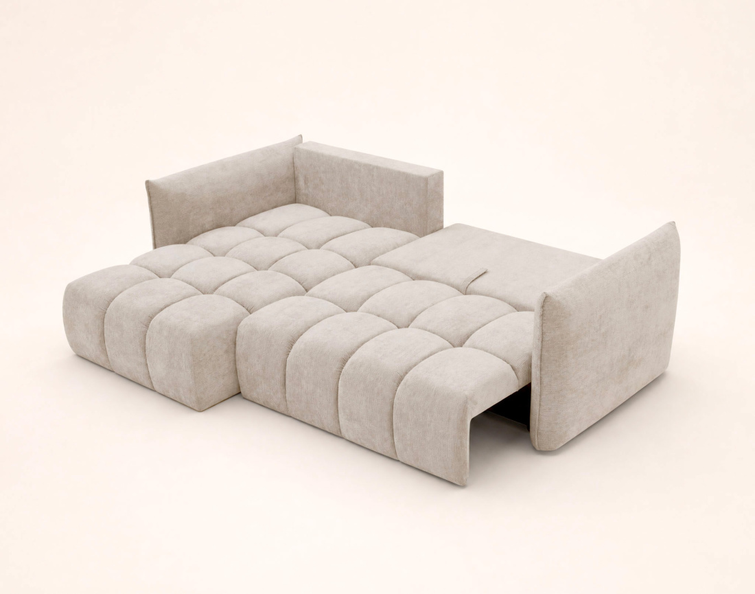 Canapé d'angle AMBROISE gauche 4 places convertible coffre velours texturé | Best Mobilier