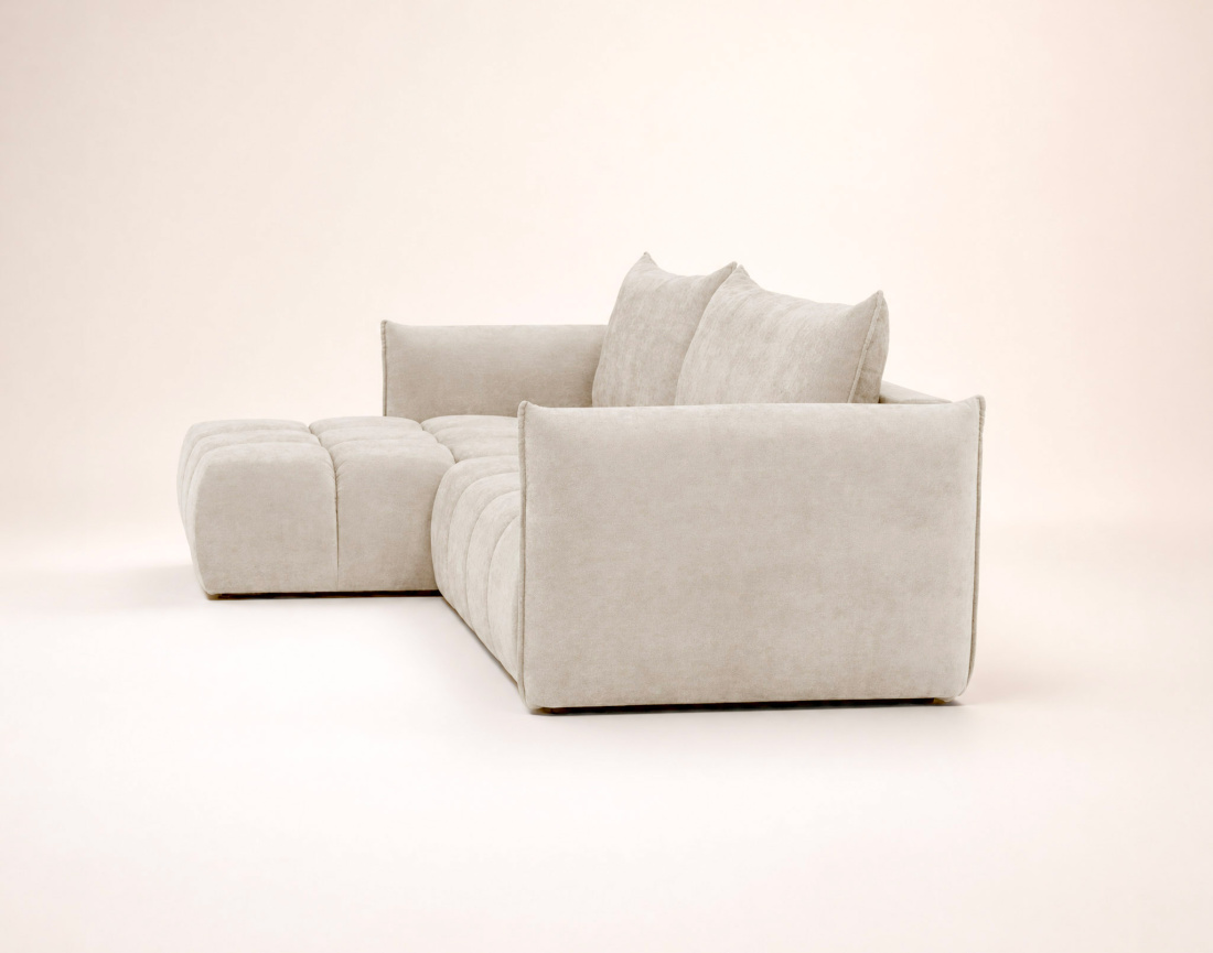 Canapé d'angle AMBROISE gauche 4 places convertible coffre velours texturé | Best Mobilier
