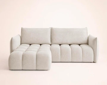 Canapé d'angle AMBROISE gauche 4 places convertible coffre velours texturé | Best Mobilier