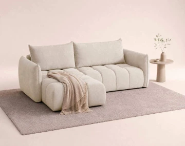 Canapé d'angle AMBROISE gauche 4 places convertible coffre velours texturé | Best Mobilier
