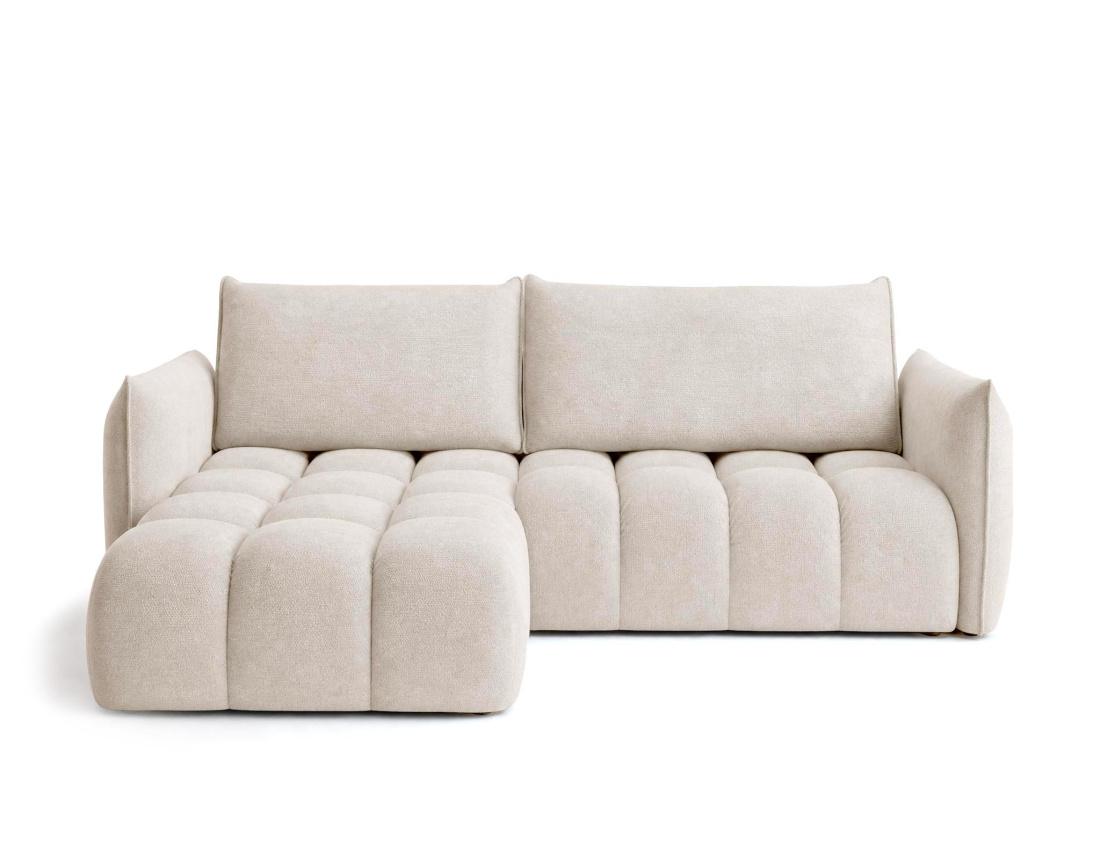 Canapé d'angle AMBROISE gauche 4 places convertible coffre velours texturé | Best Mobilier