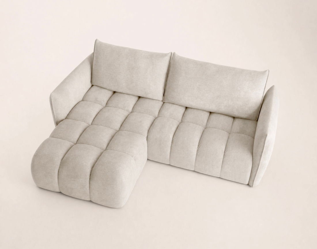 Canapé d'angle AMBROISE gauche 4 places convertible coffre velours texturé | Best Mobilier