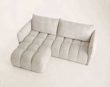 Canapé d'angle AMBROISE gauche 4 places convertible coffre velours texturé | Best Mobilier