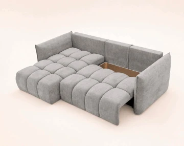 Canapé d'angle AMBROISE gauche 4 places convertible coffre velours texturé | Best Mobilier