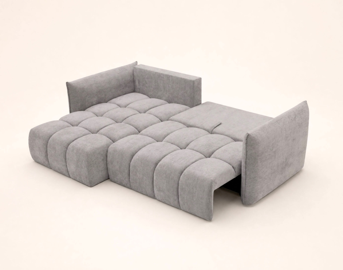 Canapé d'angle AMBROISE gauche 4 places convertible coffre velours texturé | Best Mobilier