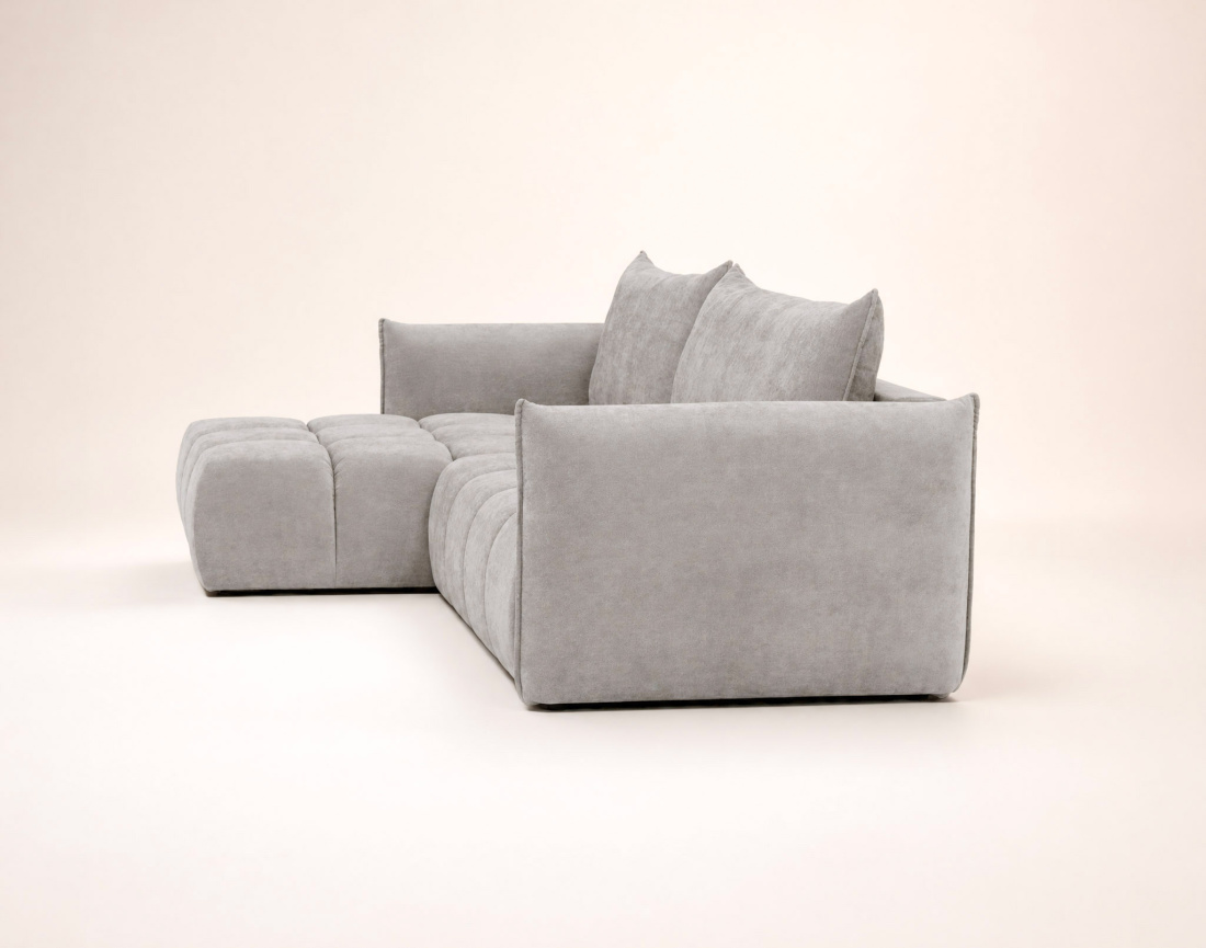 Canapé d'angle AMBROISE gauche 4 places convertible coffre velours texturé | Best Mobilier