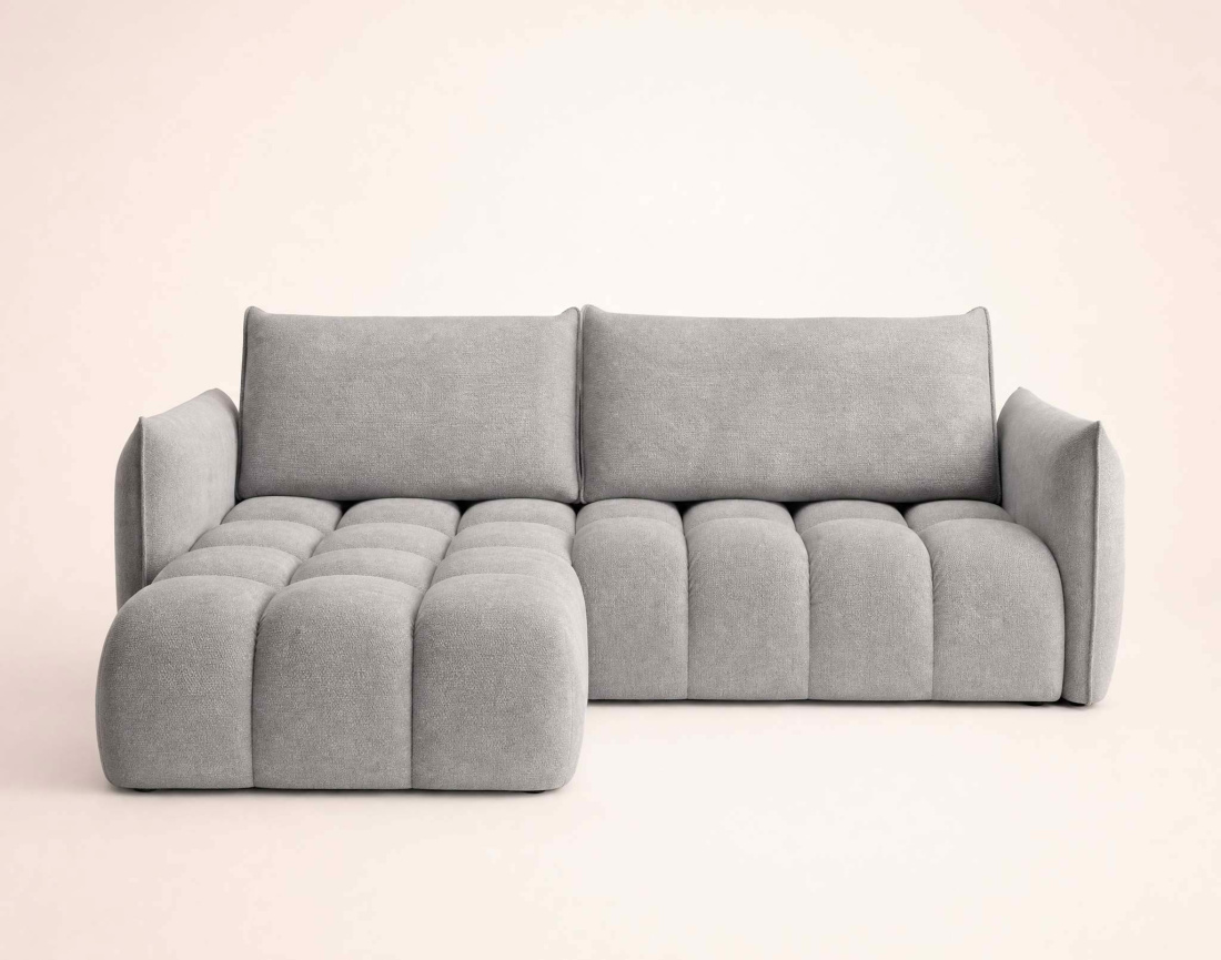 Canapé d'angle AMBROISE gauche 4 places convertible coffre velours texturé | Best Mobilier