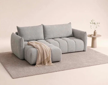 Canapé d'angle AMBROISE gauche 4 places convertible coffre velours texturé | Best Mobilier