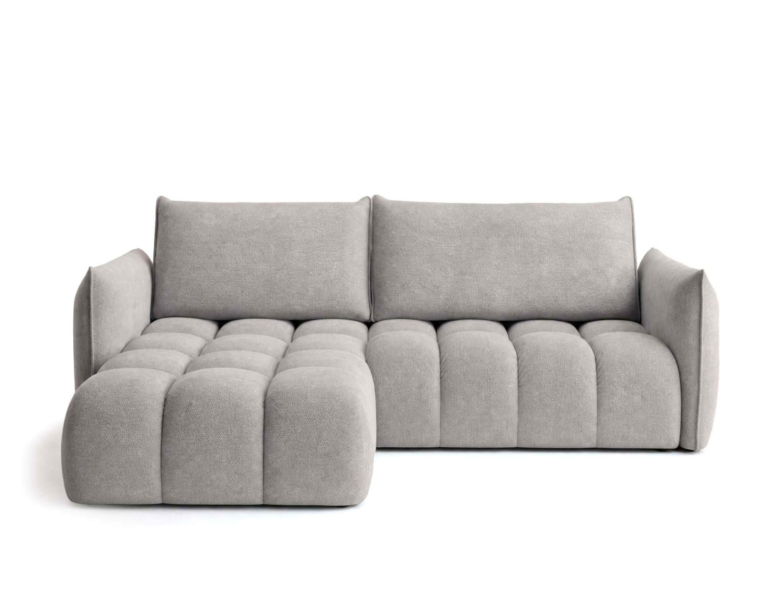 Canapé d'angle AMBROISE gauche 4 places convertible coffre velours texturé | Best Mobilier