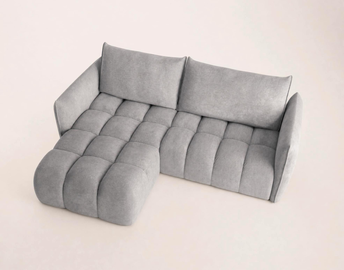 Canapé d'angle AMBROISE gauche 4 places convertible coffre velours texturé | Best Mobilier