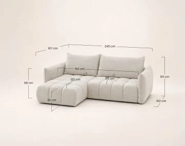 Canapé d'angle AMBROISE gauche 4 places convertible coffre velours texturé | Best Mobilier