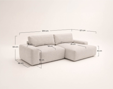 Canapé Tama d'angle droit 4 places convertible coffre tissu | Best Mobilier