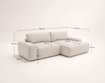 Canapé Tama d'angle droit 4 places convertible coffre tissu | Best Mobilier