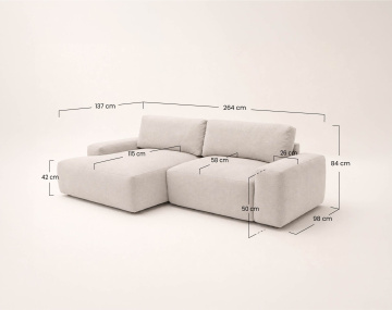 Canapé Tama d'angle gauche 4 places convertible coffre tissu | Best Mobilier