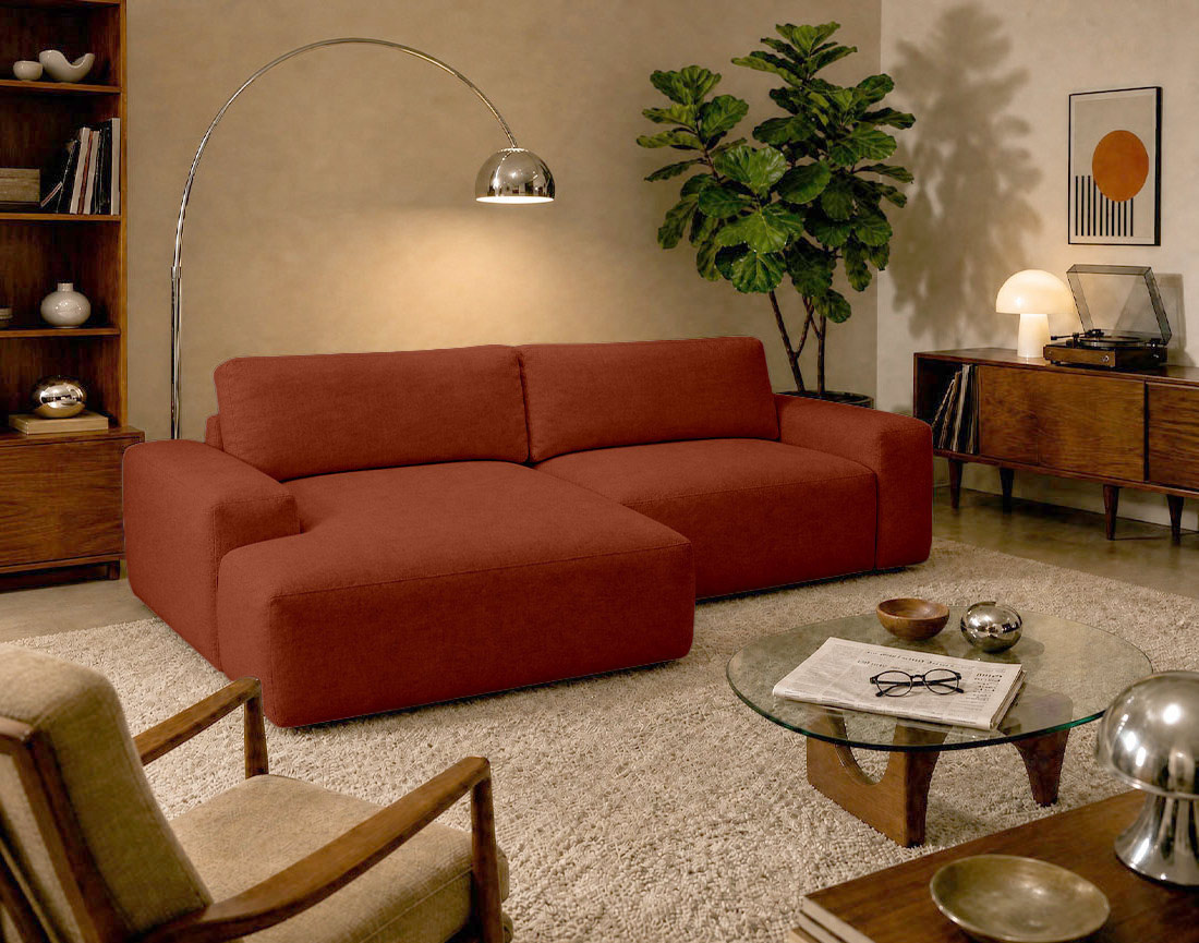 Canapé Tama d'angle gauche 4 places convertible coffre tissu | Best Mobilier