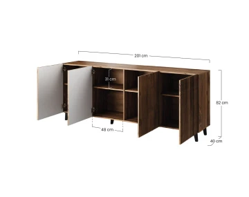 Come - buffet bas - bois - 4 portes 200 cm