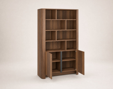 Bibliothèque YOURI H170 cm effet noyer 2 portes | Best Mobilier