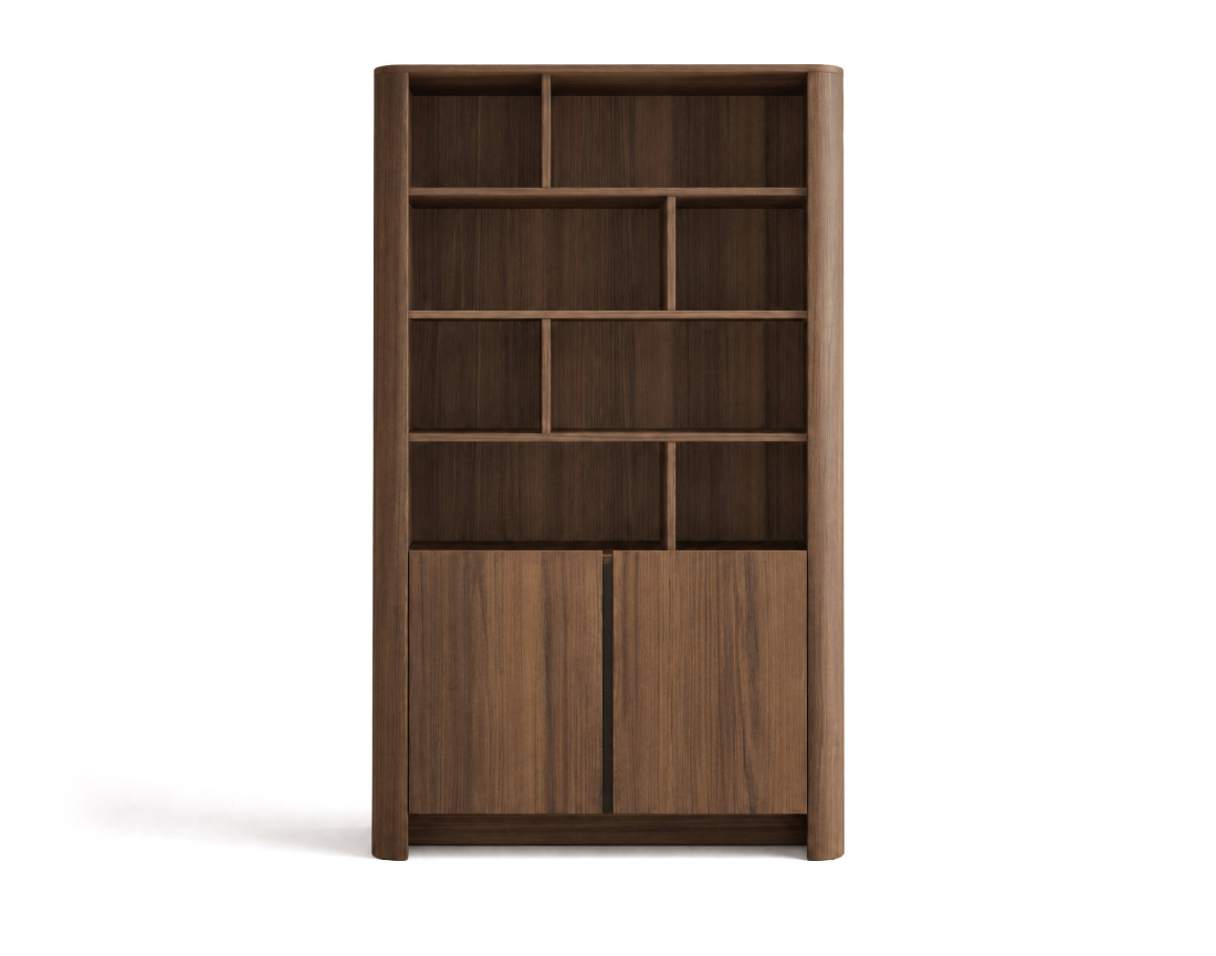 Bibliothèque YOURI H170 cm effet noyer 2 portes | Best Mobilier