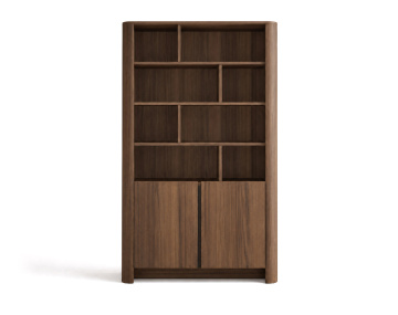 Bibliothèque YOURI H170 cm effet noyer 2 portes | Best Mobilier