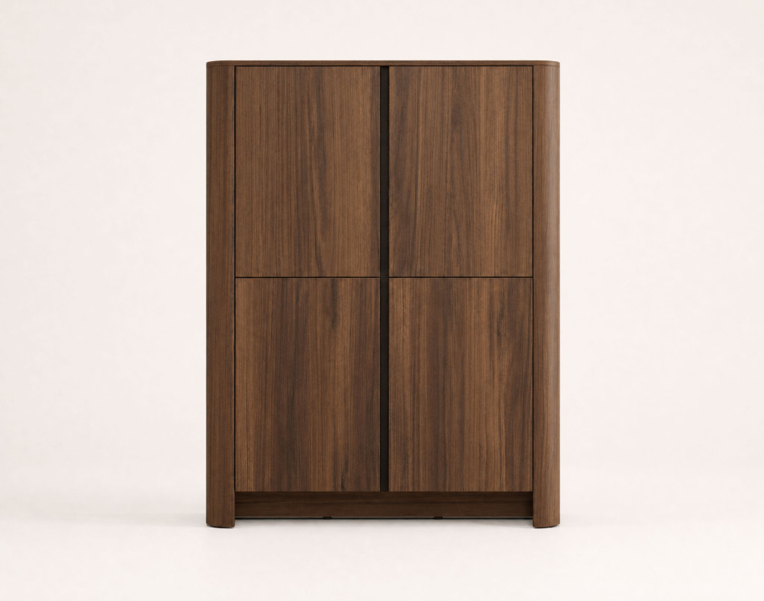 Buffet haut  YOURI 103 cm effet noyer 4 portes | Best Mobilier