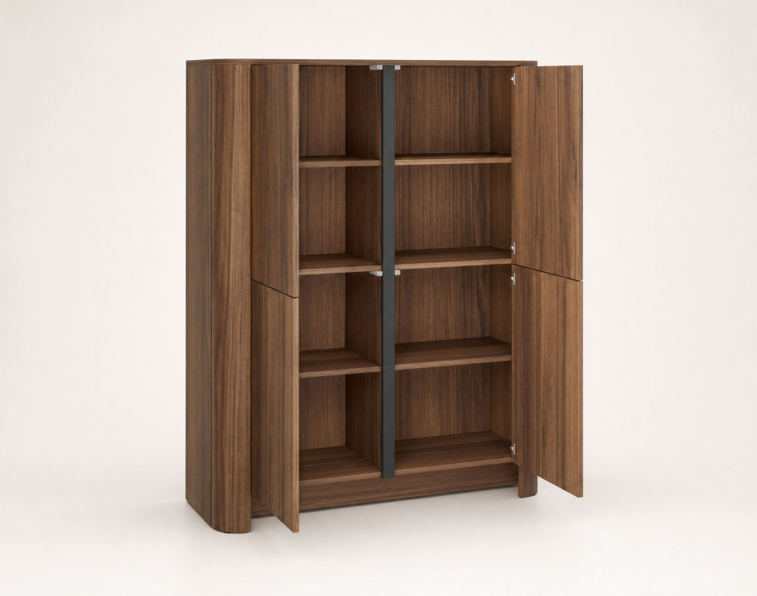 Buffet haut  YOURI 103 cm effet noyer 4 portes | Best Mobilier