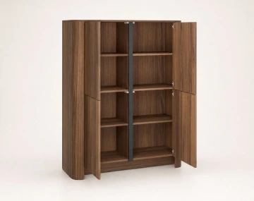 Buffet haut  YOURI 103 cm effet noyer 4 portes | Best Mobilier
