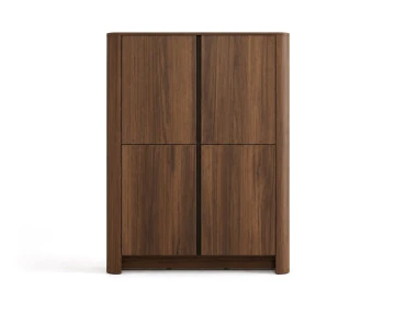 Buffet haut  YOURI 103 cm effet noyer 4 portes | Best Mobilier