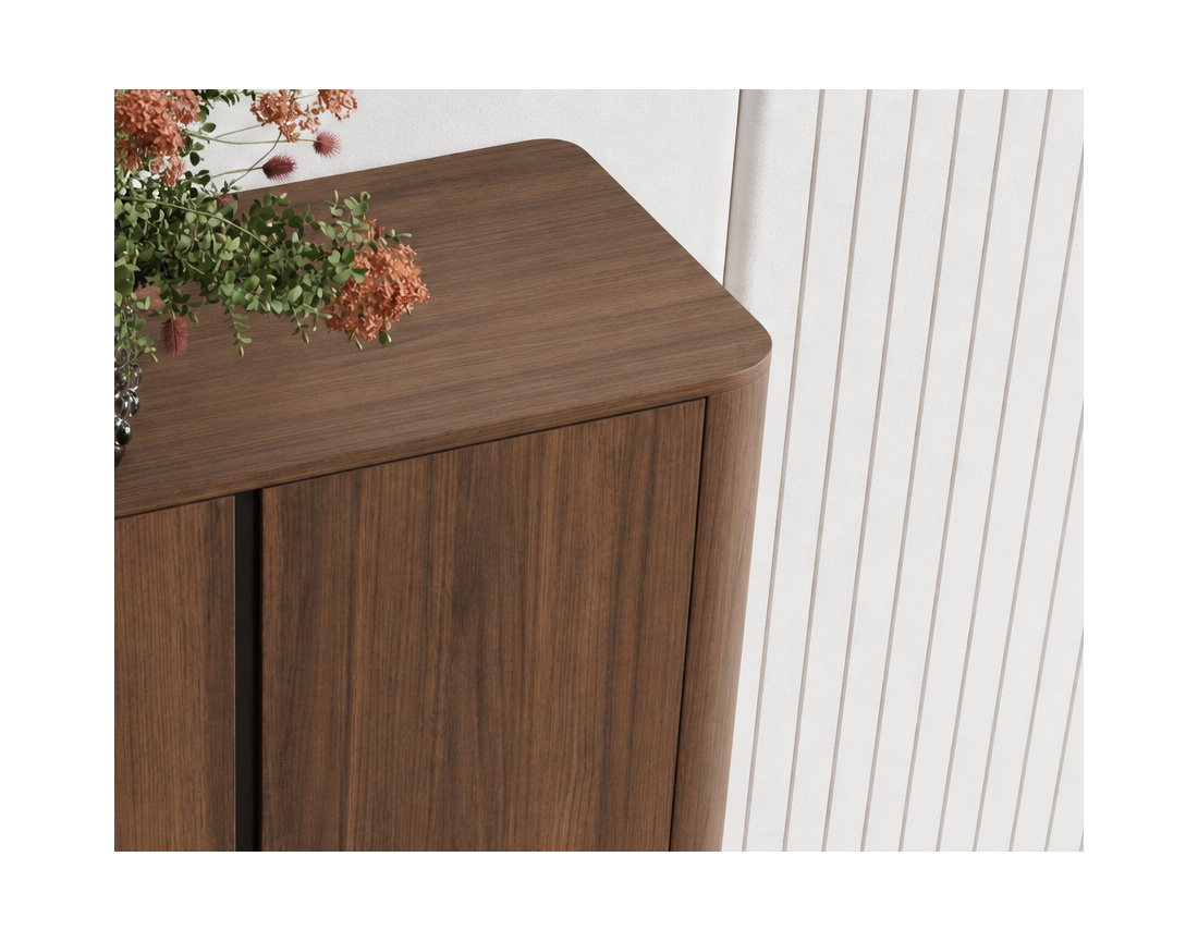 Buffet haut  YOURI 103 cm effet noyer 4 portes | Best Mobilier