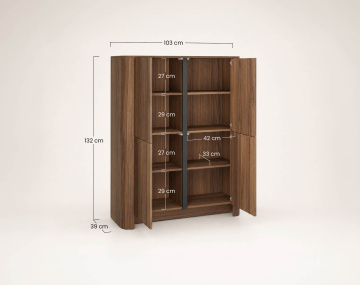 Buffet haut  YOURI 103 cm effet noyer 4 portes | Best Mobilier