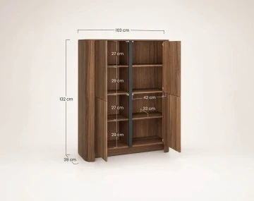Buffet haut  YOURI 103 cm effet noyer 4 portes | Best Mobilier