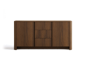 Buffet bas  YOURI 168 cm effet noyer 2 portes et 3 tiroirs | Best Mobilier