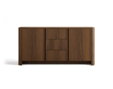 Buffet bas  YOURI 168 cm effet noyer 2 portes et 3 tiroirs | Best Mobilier