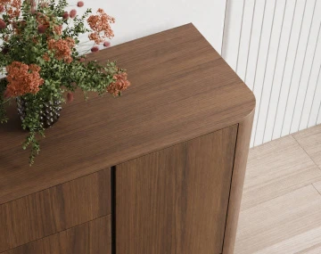 Buffet bas  YOURI 168 cm effet noyer 2 portes et 3 tiroirs | Best Mobilier